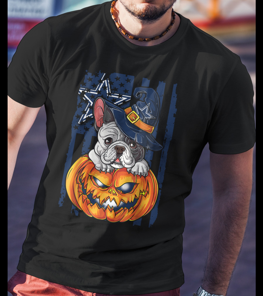 Hlw Bulldog Dallas Cowboys Halloween Pumpkin T-Shirt