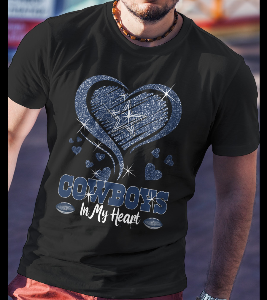 Cowboys In My Heart Starry Hearts Football T-Shirt
