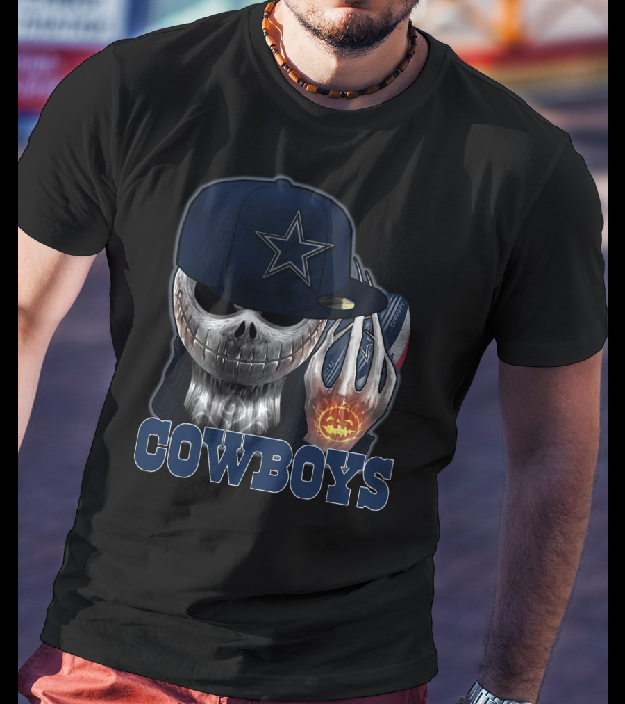 Jackskull Cowboys Halloween Football T-Shirt