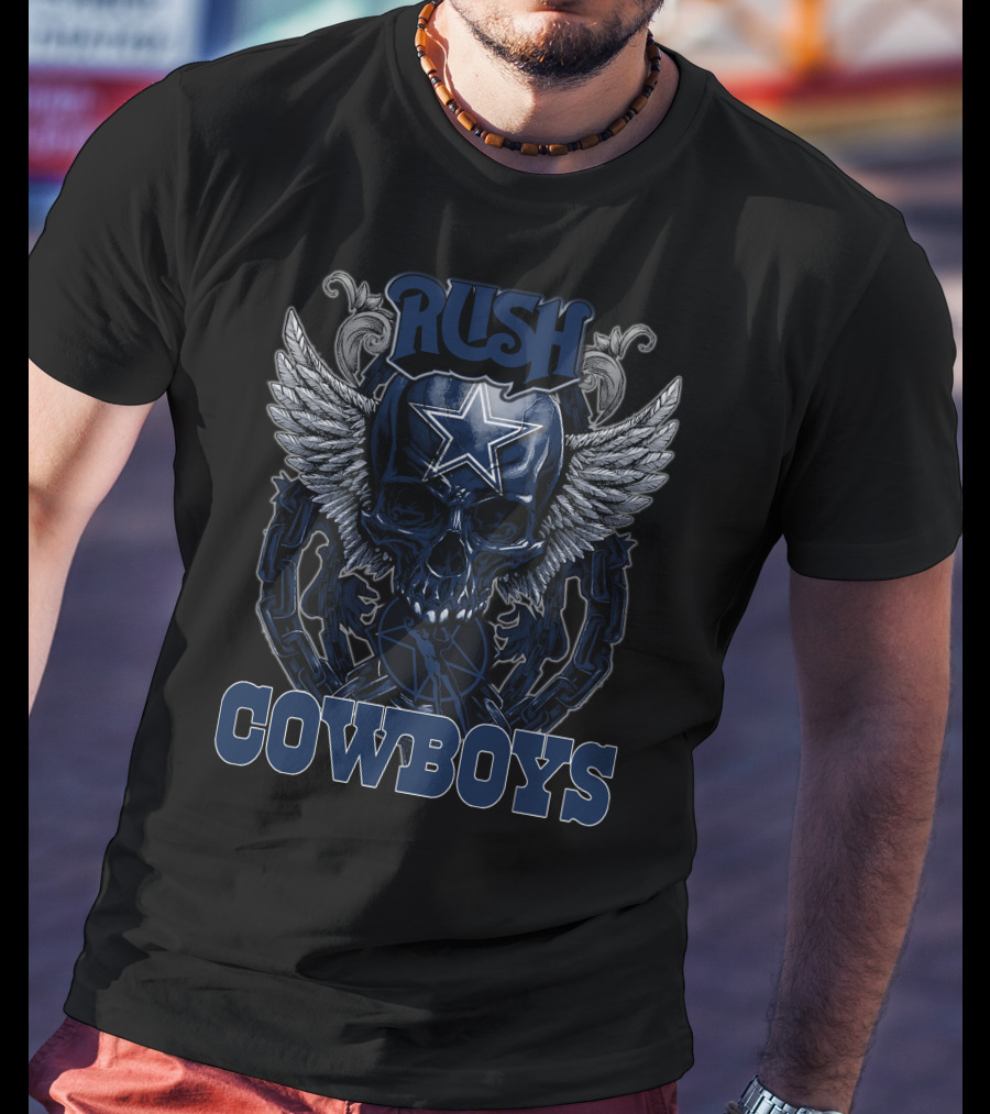 Rush Dallas Cowboys Skull Wings Star T-Shirt