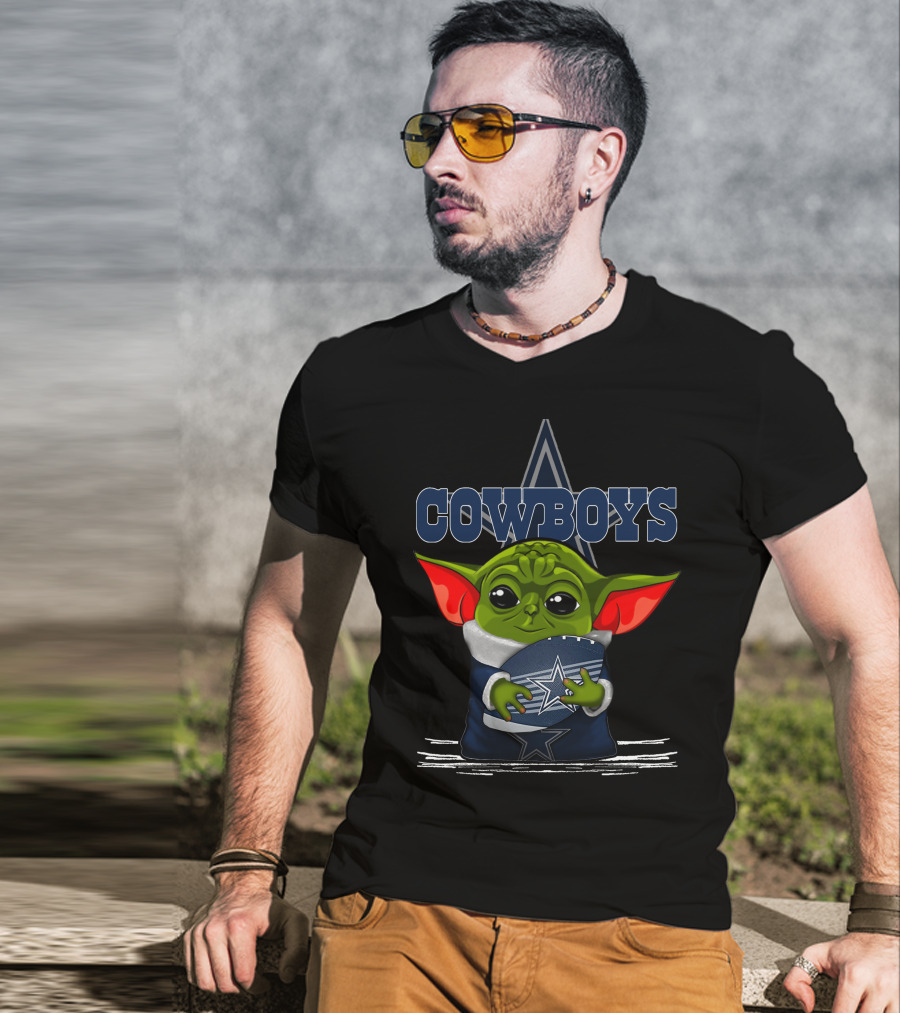 Cowboys Yoda Holding Football T-Shirt