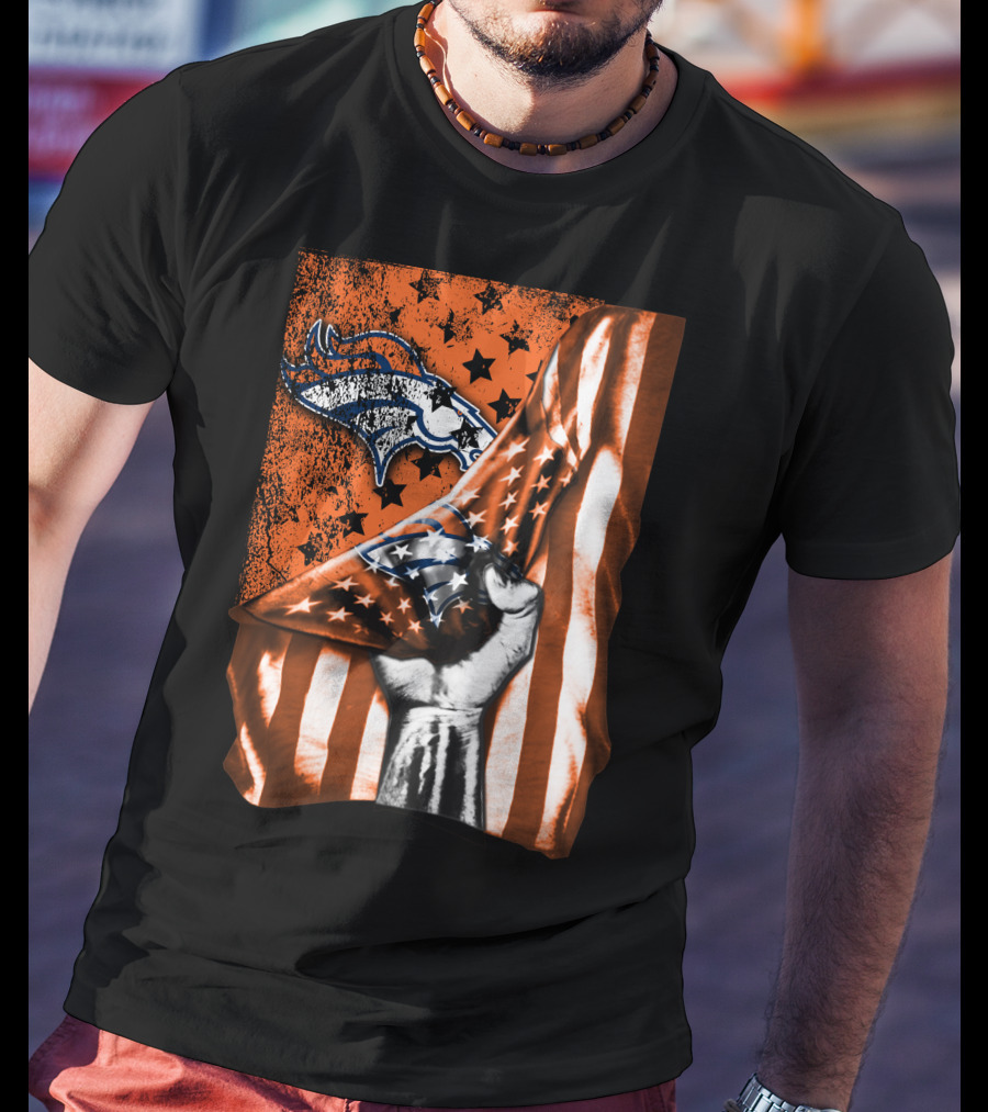 Flag Denver Broncos Stars And Stripes Fist T-Shirt