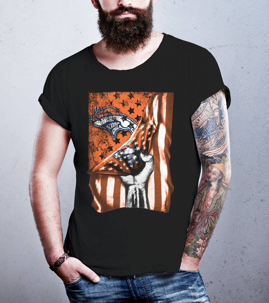 Flag Denver Broncos Stars And Stripes Fist T-Shirt