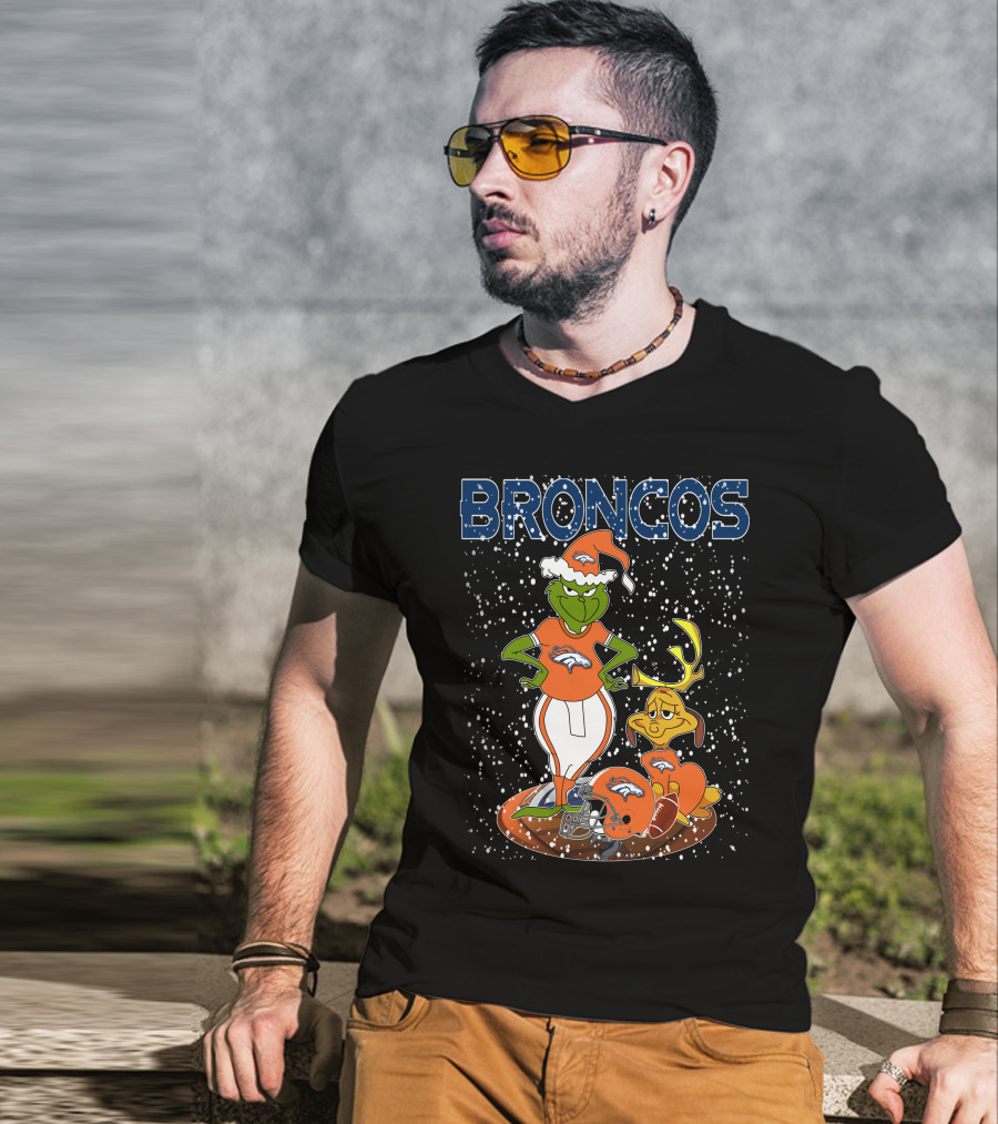 Grinchxmas DENVER BRONCOS Holiday Spirit MaxNFL T-Shirt