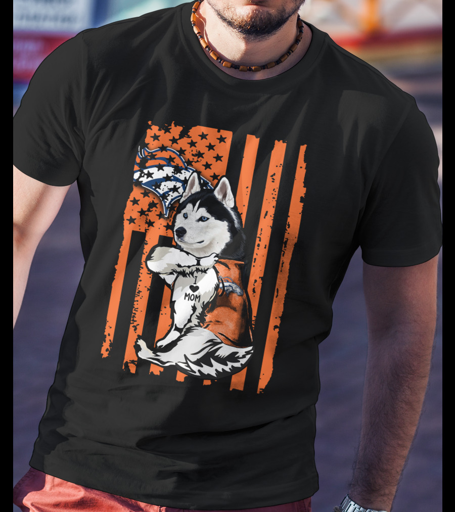 Denver Broncos Siberian Husky Mom Fan T-Shirt