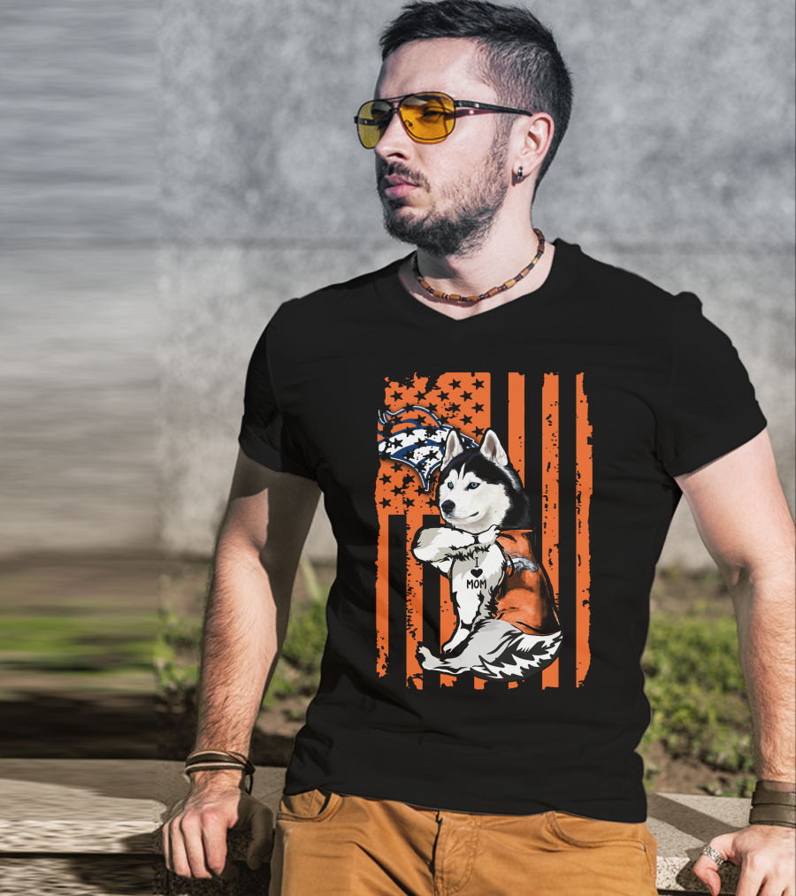 Denver Broncos Siberian Husky Mom Fan T-Shirt