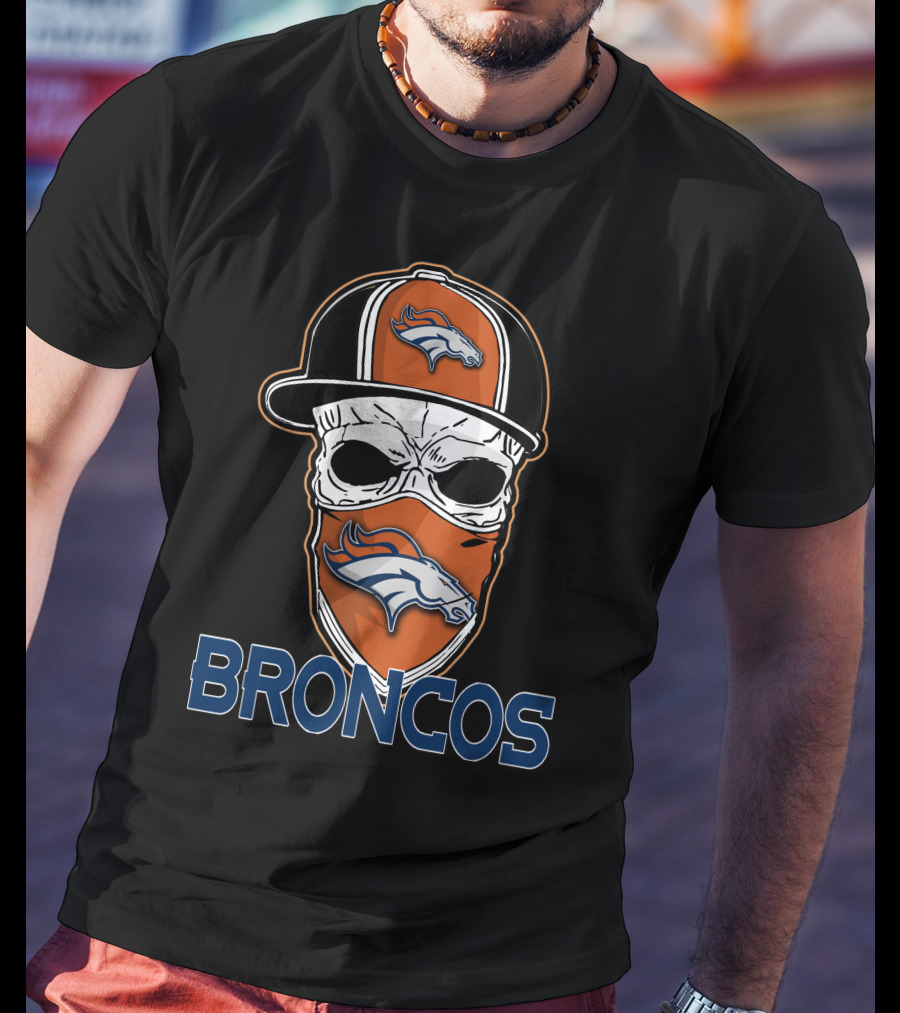 Broncos Skull Cap And Bandana With Denver Broncos T-Shirt
