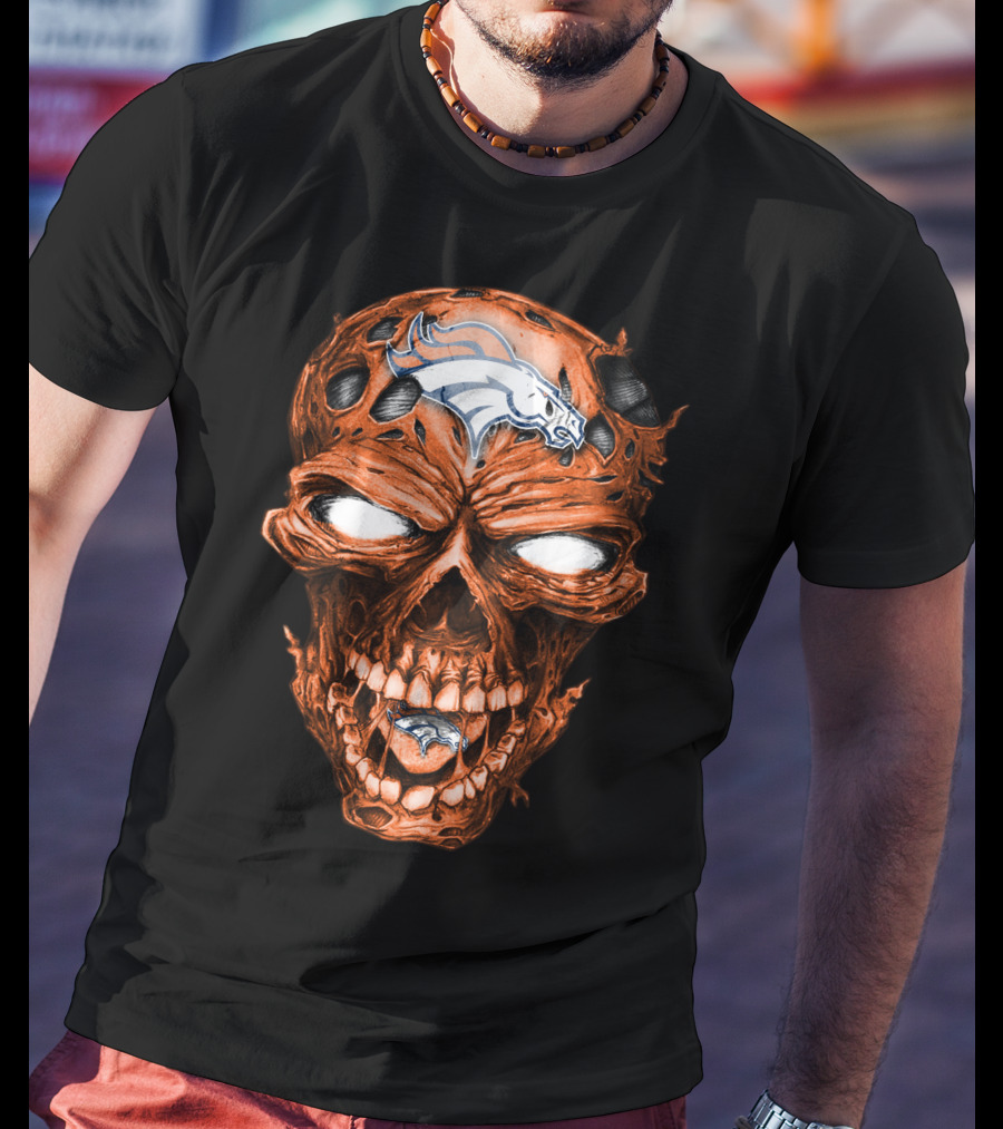 Skull Denver Broncos NFL Logo Horror T-Shirt