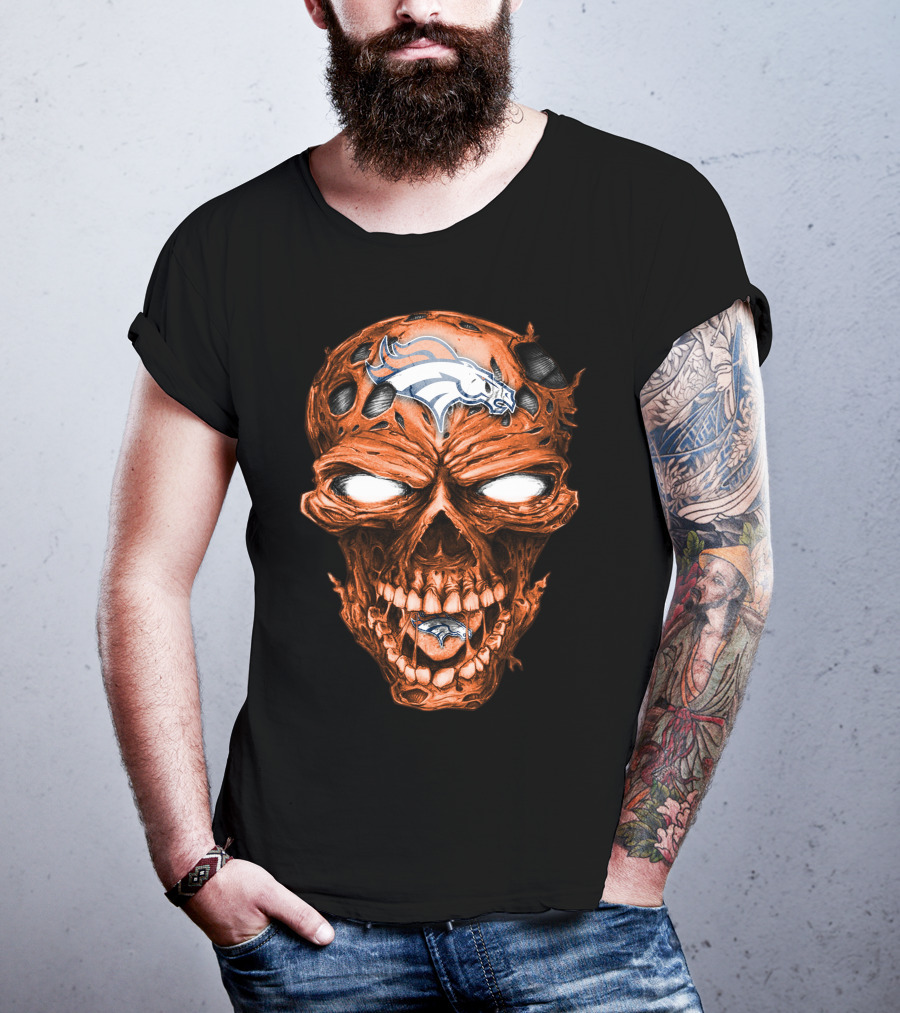 Skull Denver Broncos NFL Logo Horror T-Shirt