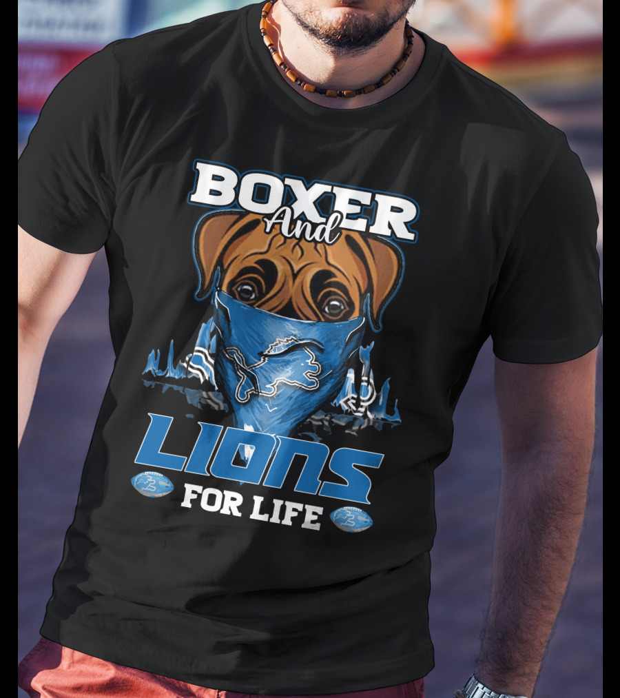 Boxer And Lions For Life DETROIT LIONS T-Shirt