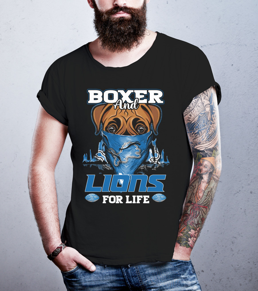 Boxer And Lions For Life DETROIT LIONS T-Shirt