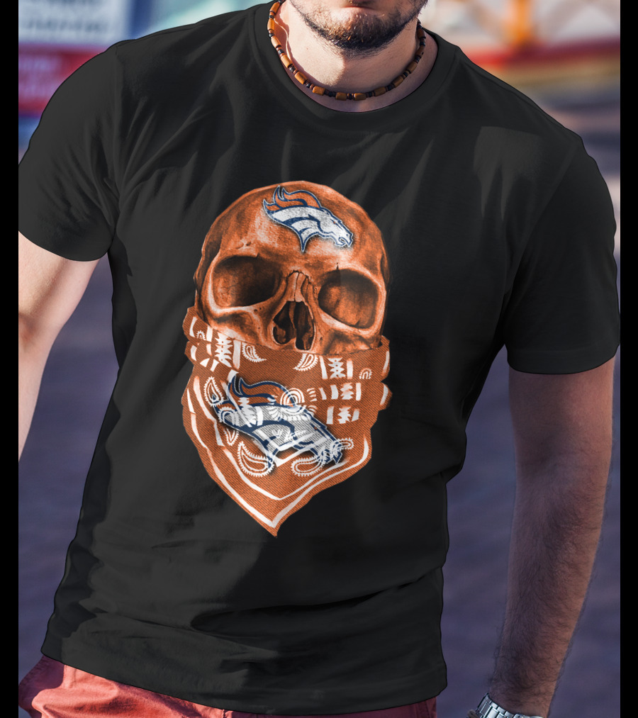 Skull Denver Broncos Bandana T-Shirt