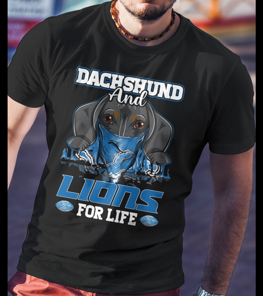 Dachshund And Lions For Life DETROIT LIONS T-Shirt