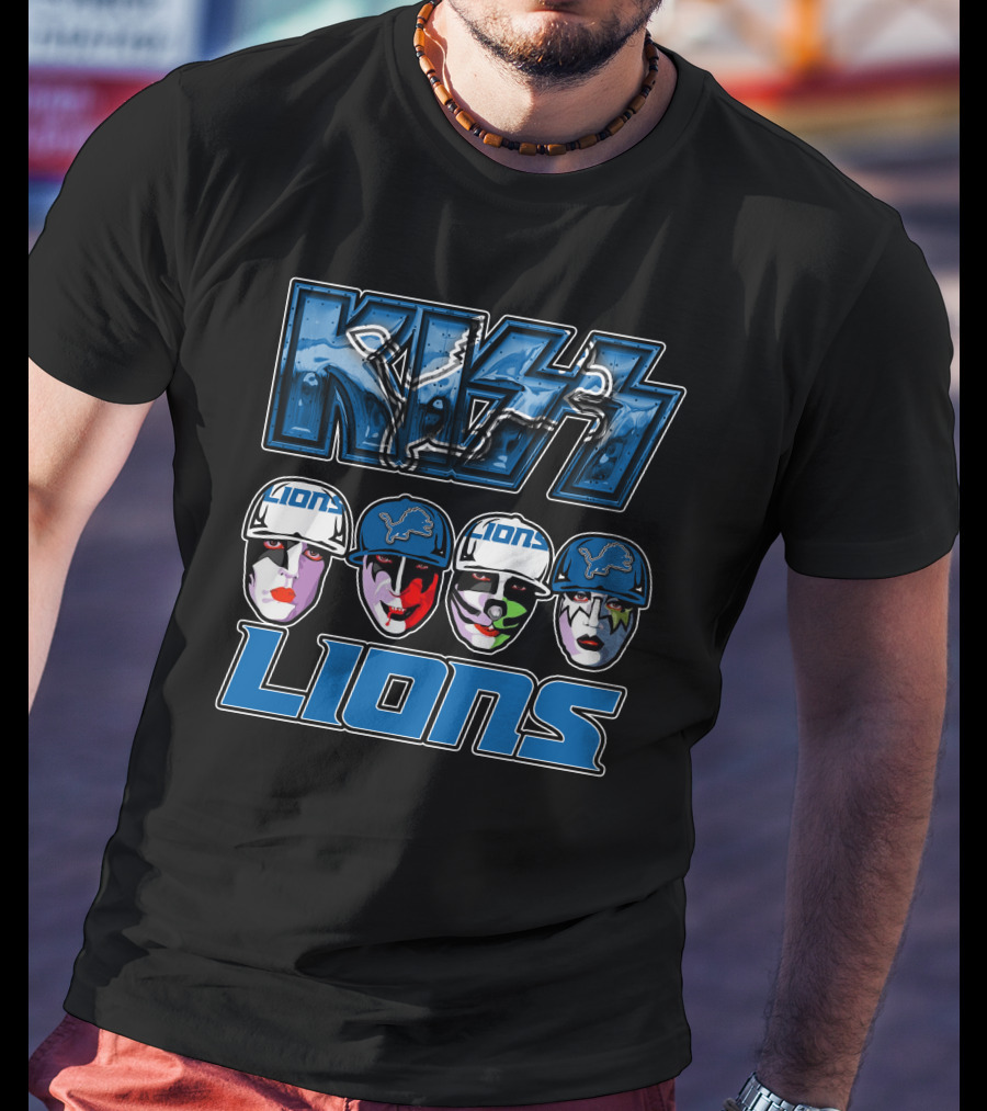 Kiss Detroit Lions Logo Facepaint T-Shirt