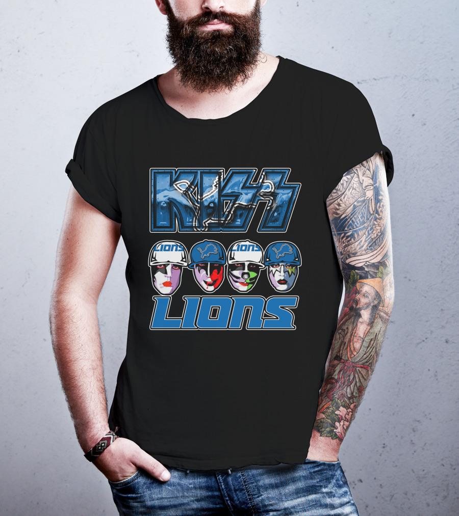 Kiss Detroit Lions Logo Facepaint T-Shirt