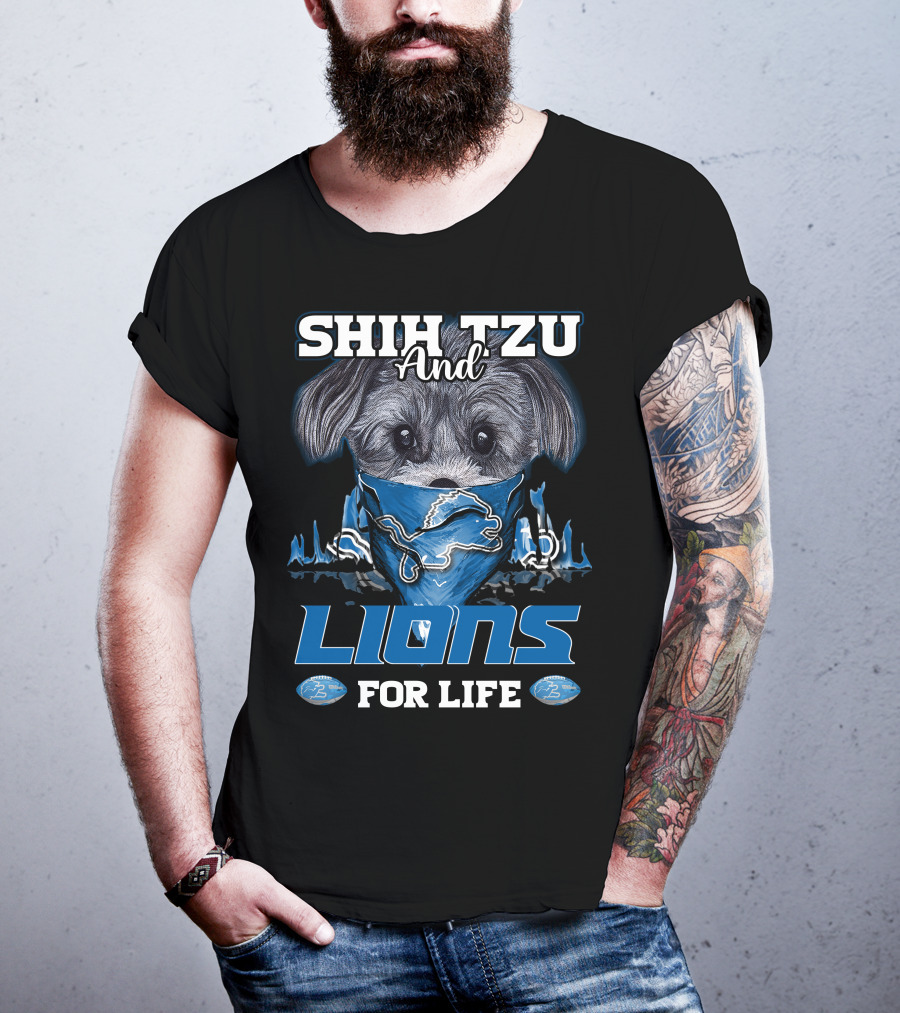 Shih Tzu And Lions For Life Detroit T-Shirt