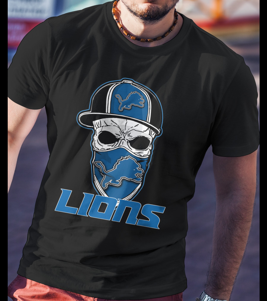 Skull Hat Lions Detroit Lions T-Shirt