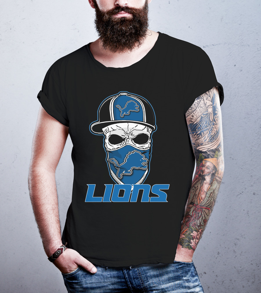 Skull Hat Lions Detroit Lions T-Shirt