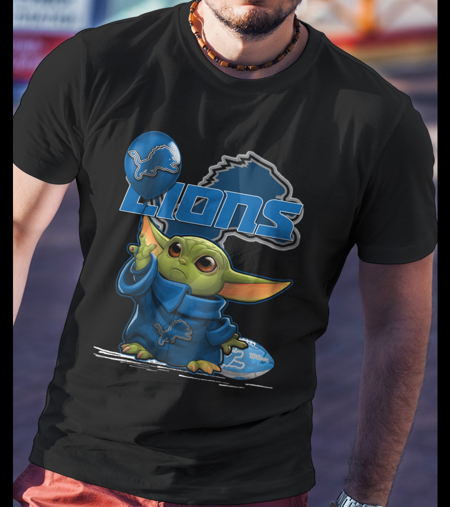 Yoda Detroit Lions Football Balloon T-Shirt