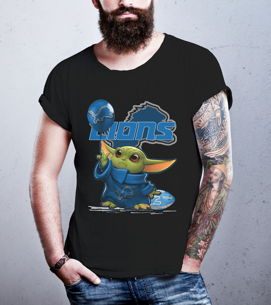Yoda Detroit Lions Football Balloon T-Shirt