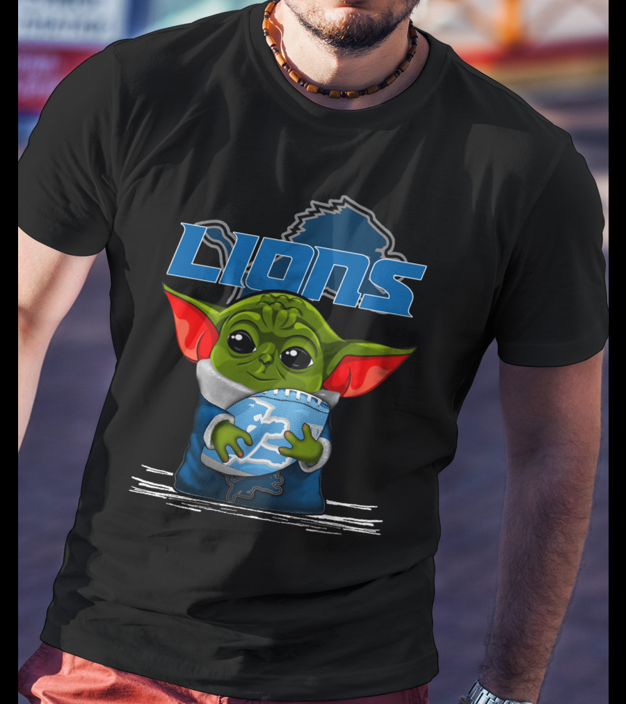 LIONS Yoda Football Fan Art DETROIT Football Team T-Shirt