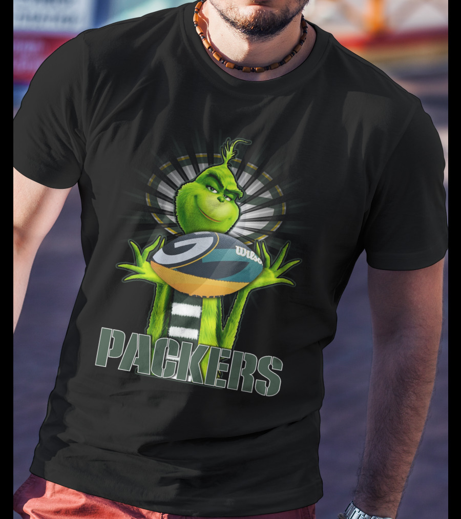 Grinch Holding Wilson Football Packers T-Shirt