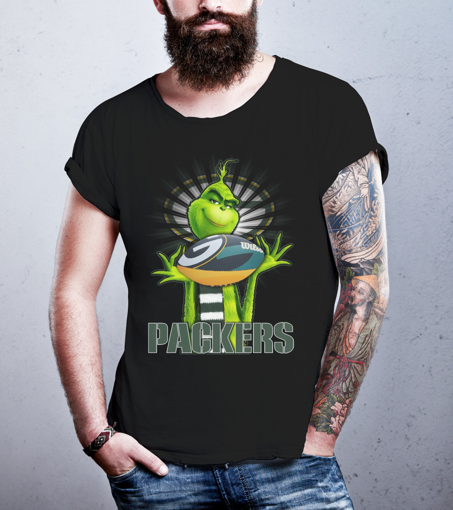 Grinch Holding Wilson Football Packers T-Shirt