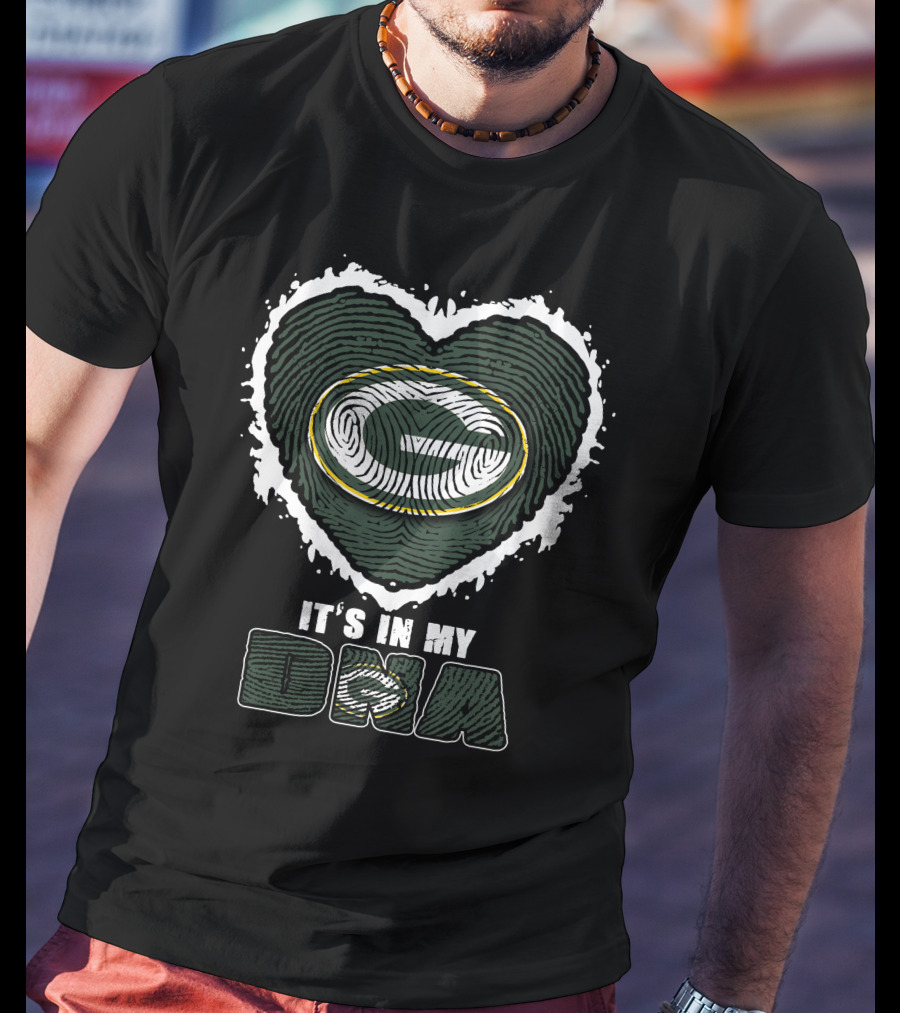 It's In My DNA Green Bay Packers Heart Fingerprint T-Shirt