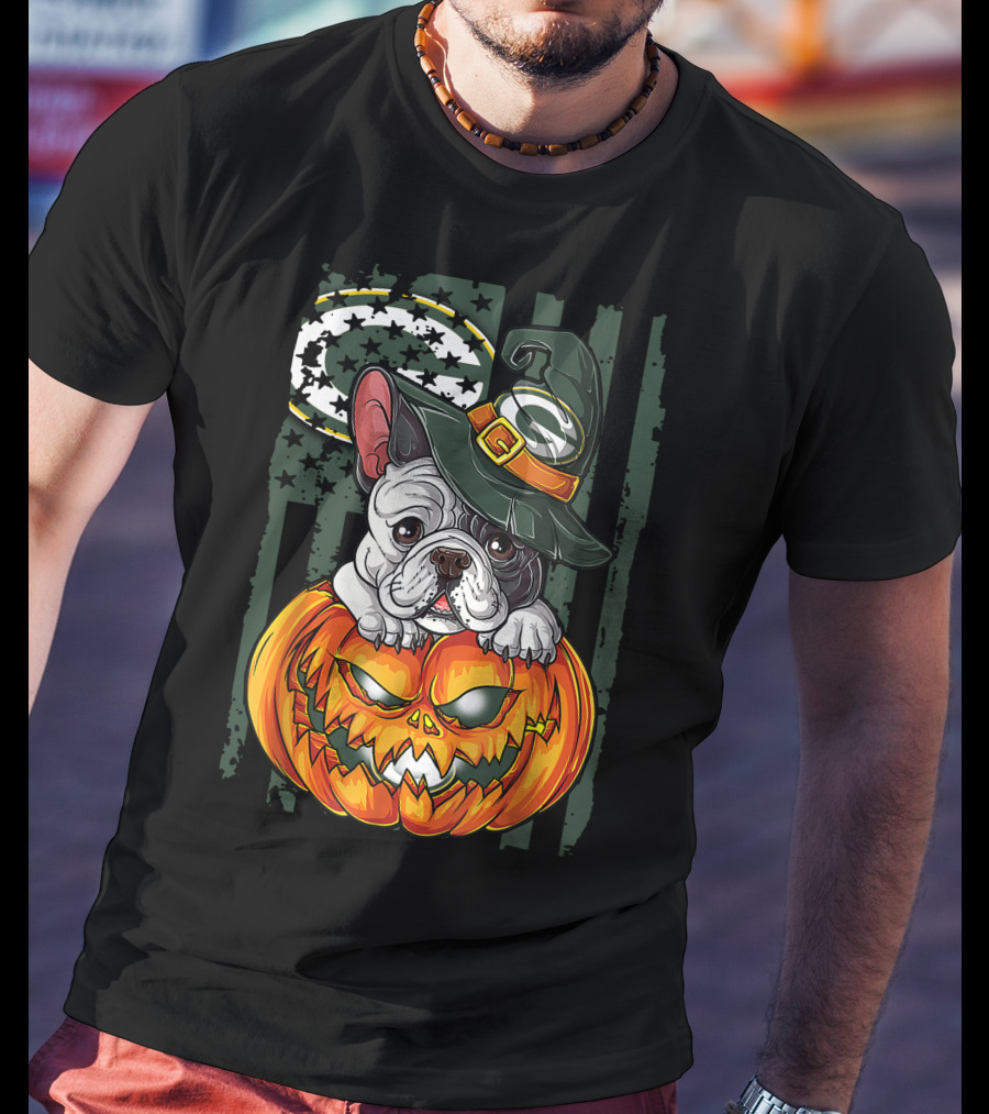 Hlw Bulldog Green Bay Packers Halloween Pumpkin Wizard Hat T-Shirt