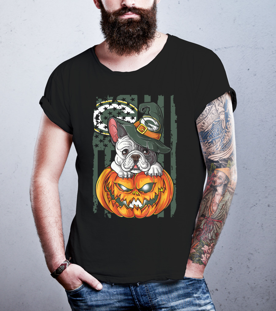 Hlw Bulldog Green Bay Packers Halloween Pumpkin Wizard Hat T-Shirt
