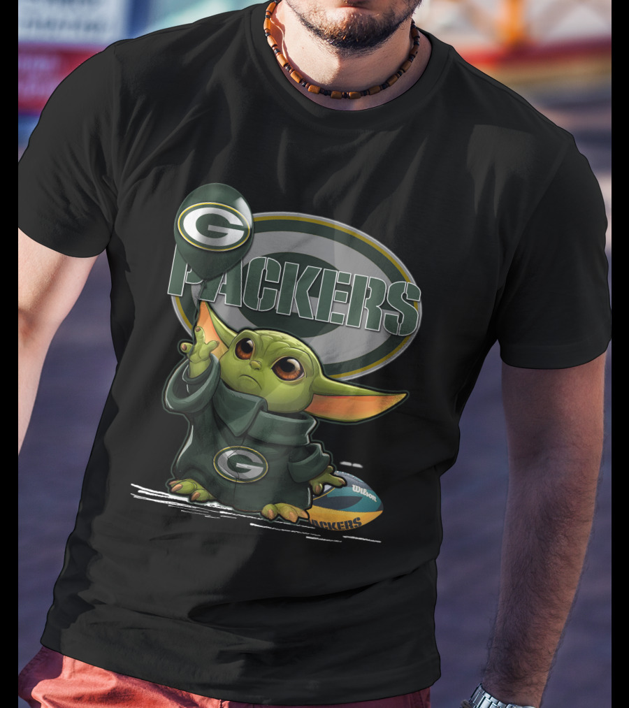 Packers Green Bay Baby Yoda Football Fan T-Shirt