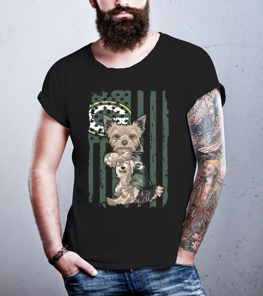 Yorkshire Terrier I Love Mom Green Bay Packers Football T-Shirt