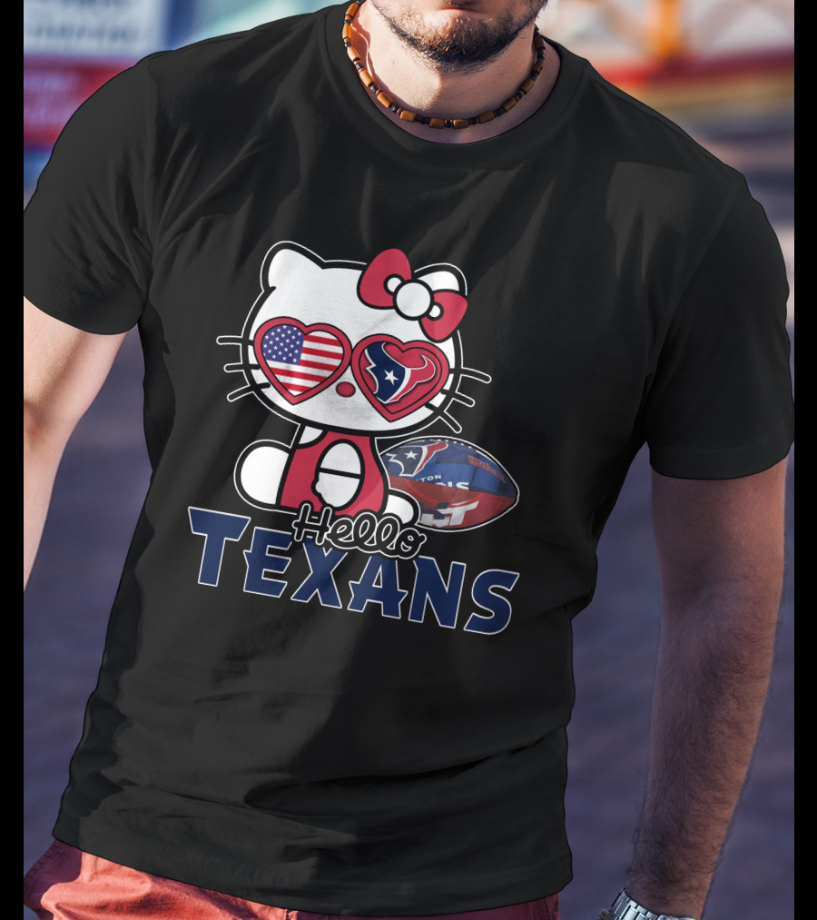 Hello Kitty Houston Texans NFL Heart Eyes Football Fan T-Shirt