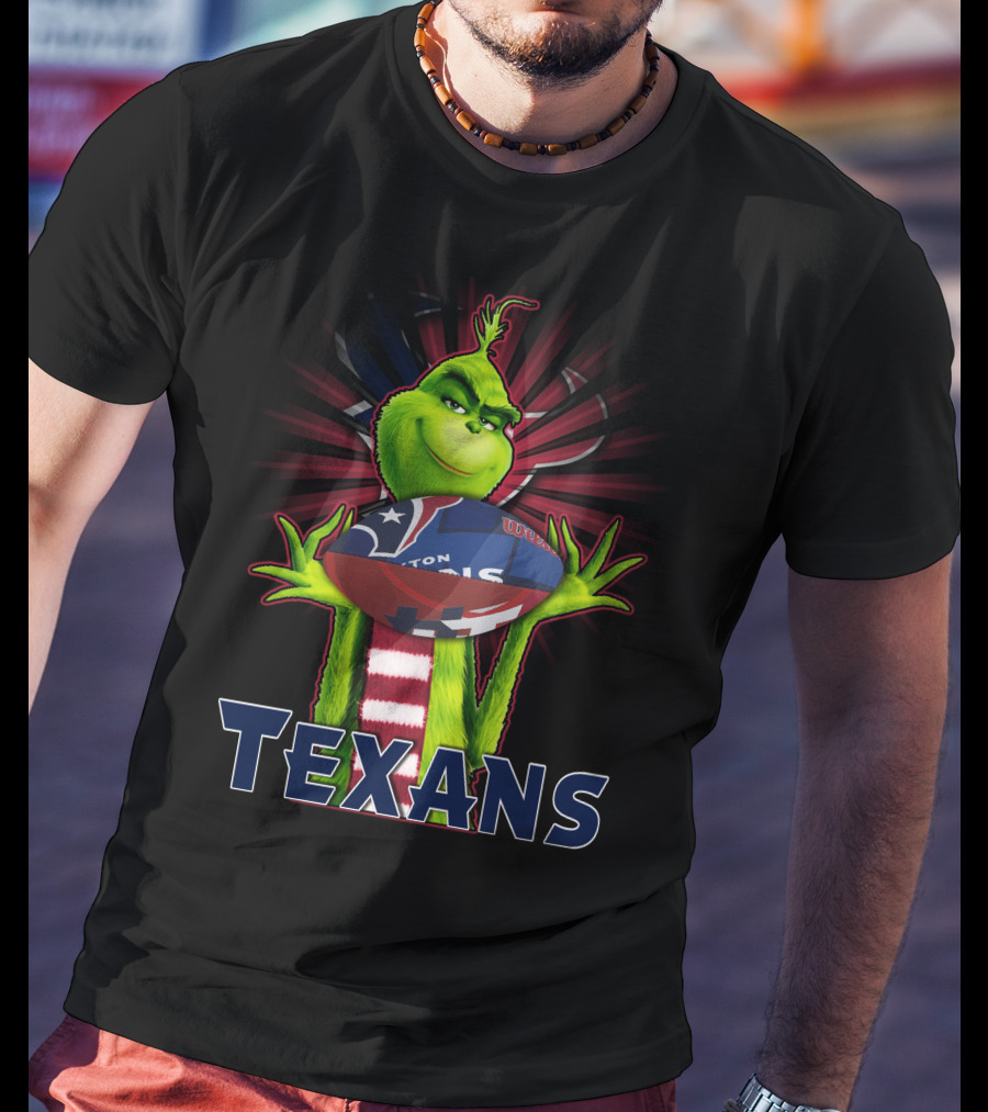 Grinch Holding Houston Texans Football T-Shirt