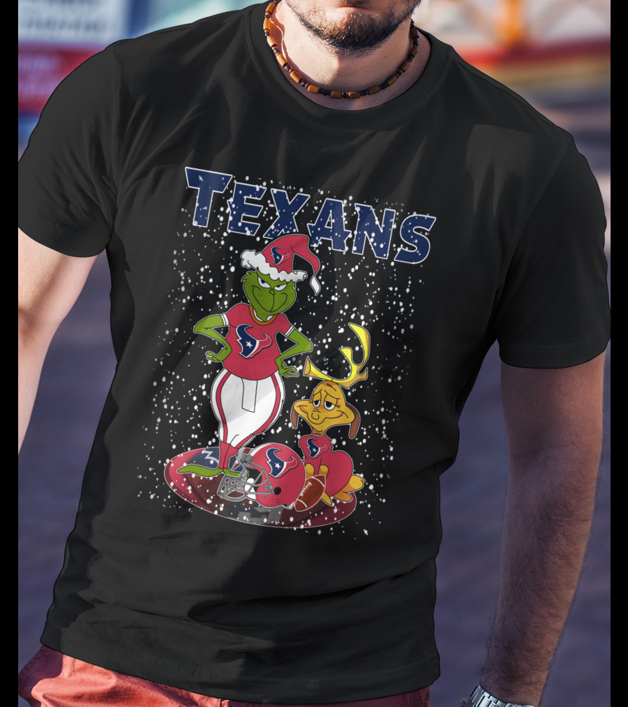 Texans Grinchxmas Festive Football Mashup T-Shirt