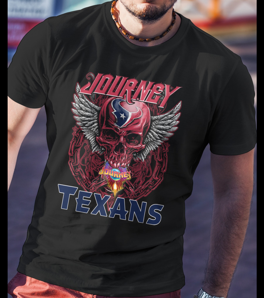 Journey Texans Winged Skull With Houston Logo Motif T-Shirt