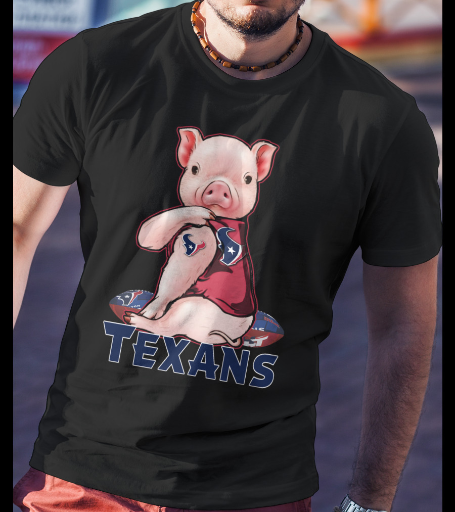 Texans Pig With Texans Logo And Football T-Shirt