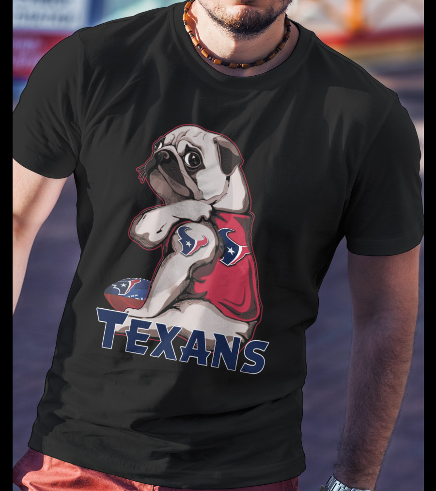 Pug Texans Football Team Fan T-Shirt