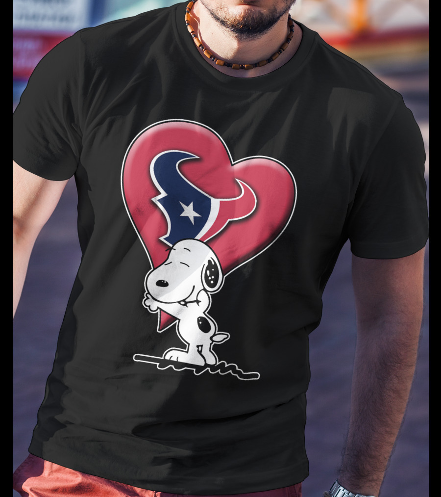 Snoopy Hugging Houston Texans Heart T-Shirt