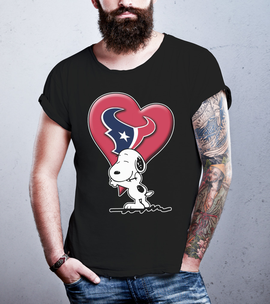 Snoopy Hugging Houston Texans Heart T-Shirt