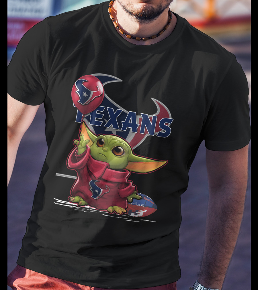 Yoda Houston Texans Balloon Football T-Shirt