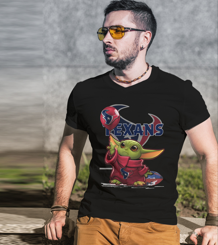 Yoda Houston Texans Balloon Football T-Shirt