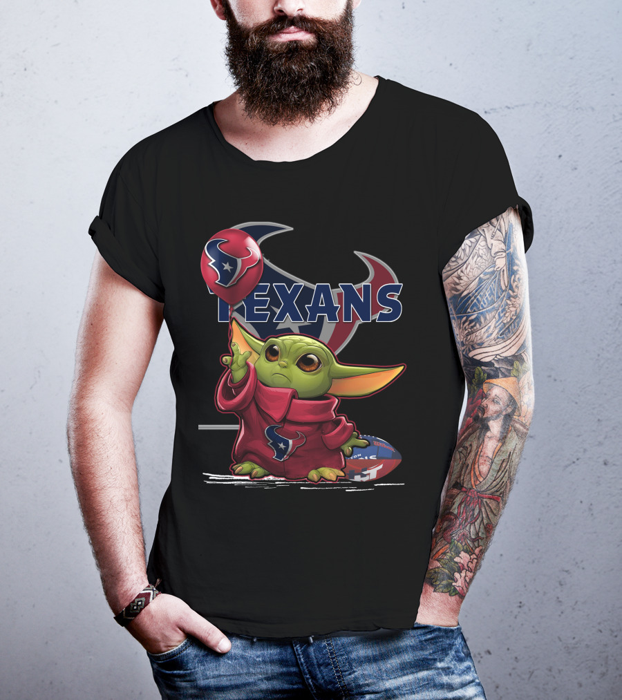 Yoda Houston Texans Balloon Football T-Shirt