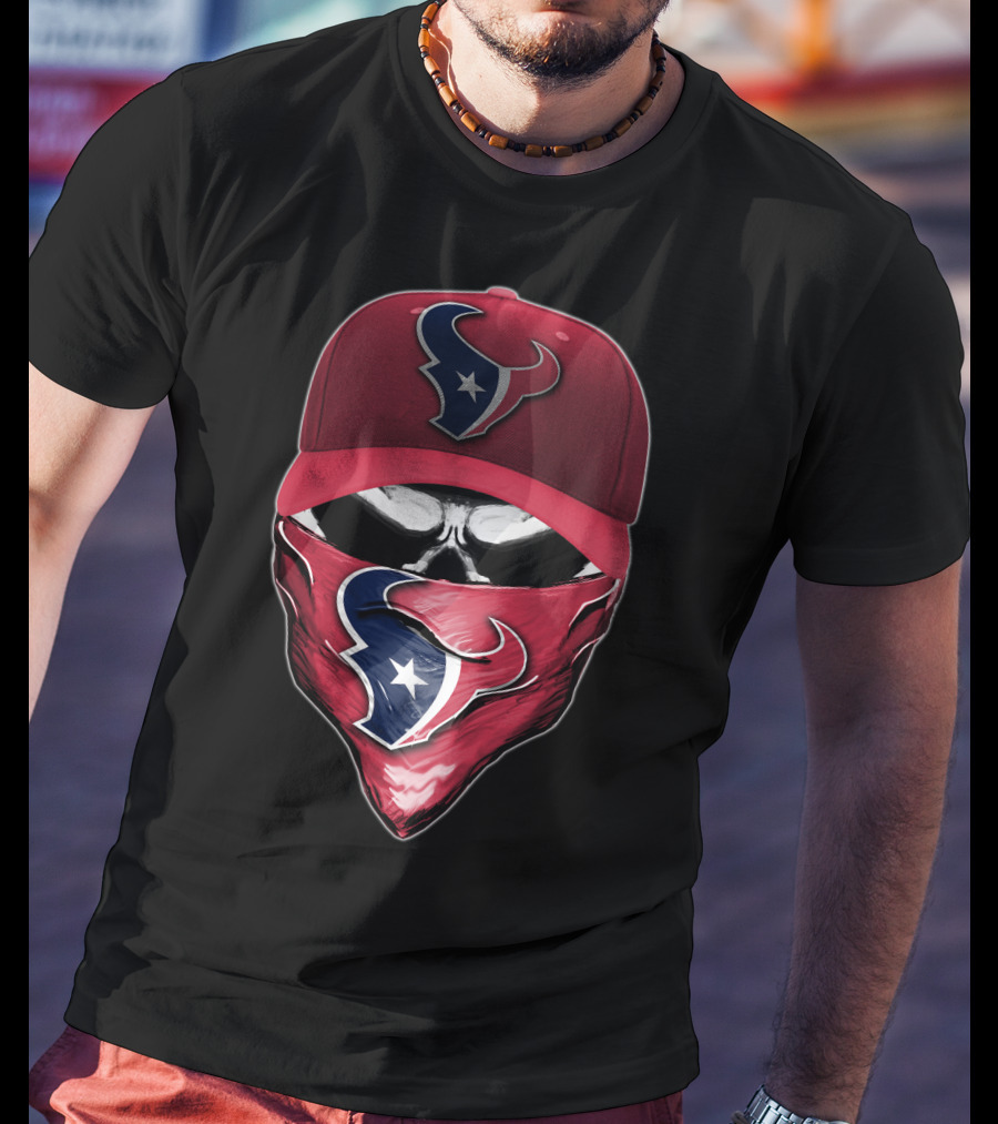 Houston Texans Skull Face Cap Bandana T-Shirt