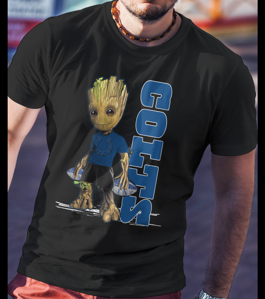 Groot Colts Football Fan With Indianapolis Colts T-Shirt