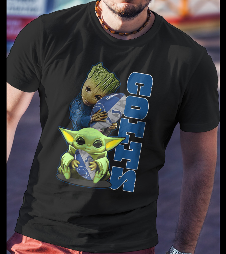Grzd Indianapolis Colts Football Groot Baby Yoda T-Shirt