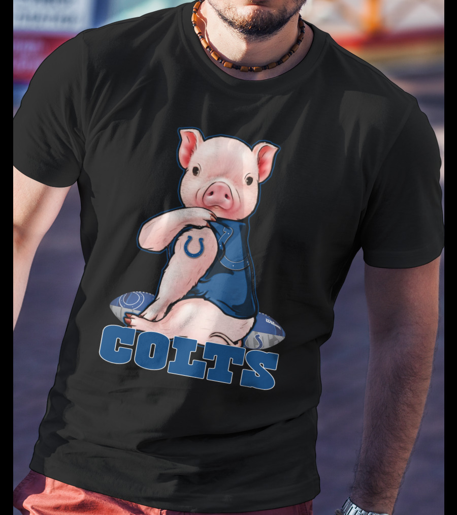 Pig With Indianapolis Colts Logo And Jersey T-Shirt