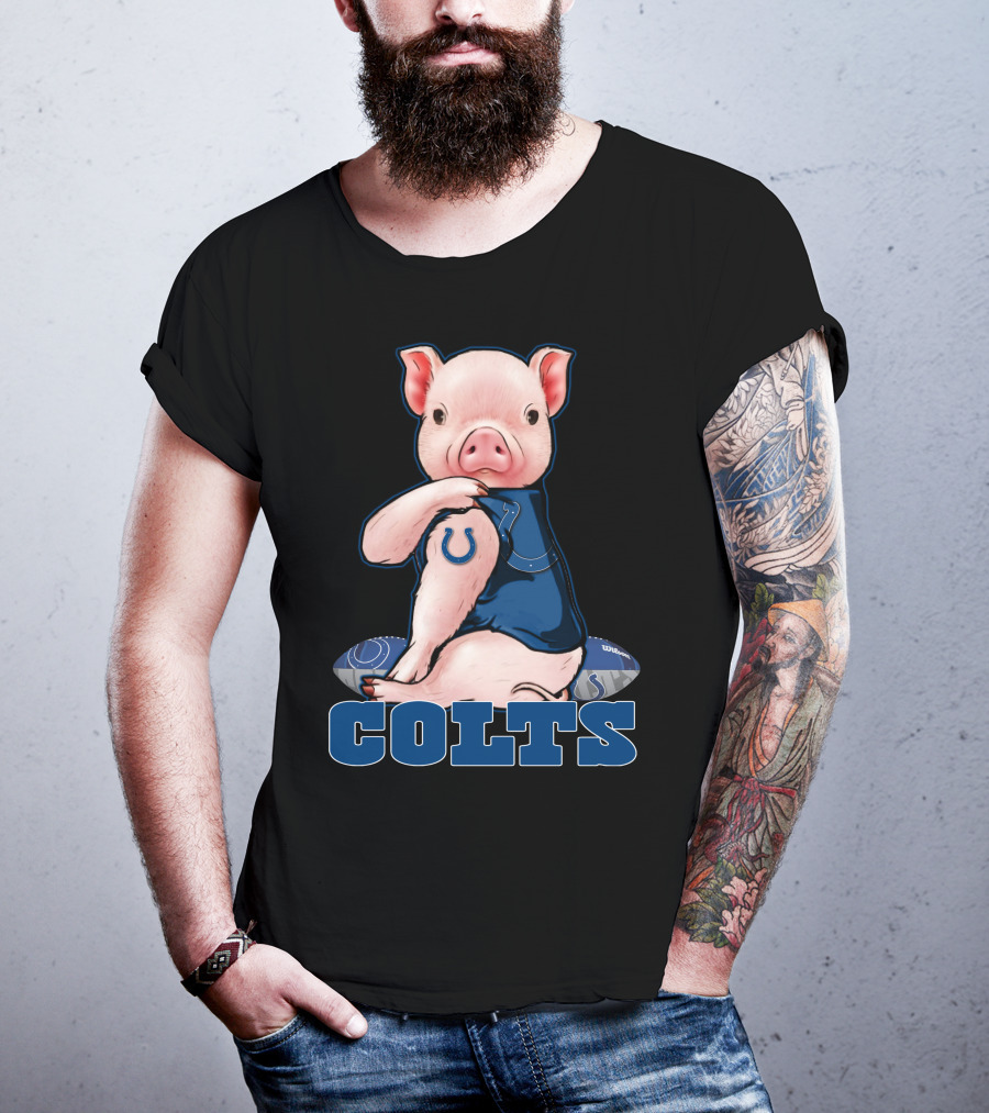 Pig With Indianapolis Colts Logo And Jersey T-Shirt