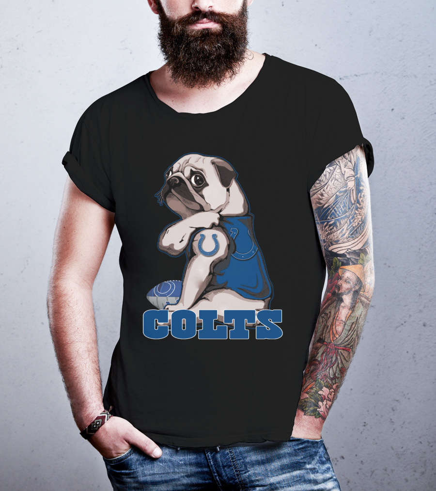 Colts Pug Football Fan Indianapolis T-Shirt