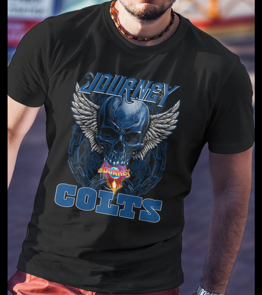 Journey Colts Skull Wings Chain Flame T-Shirt